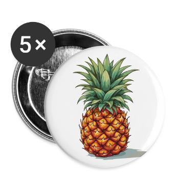 Ananas - Illustration - Buttons groß 56 mm (5er Pack) - Weiß - Vorne