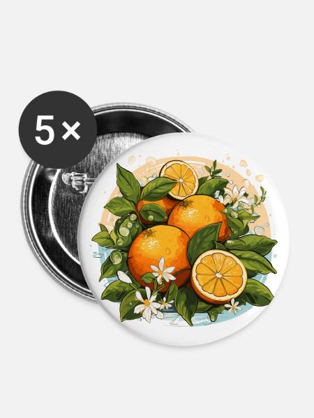 Orange - Illustration - Buttons groß 56 mm (5er Pack) - Weiß