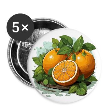 Orange - Illustration - Lot de 5 grands badges (56 mm) - blanc - Devant