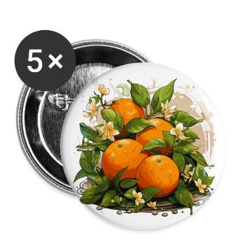 Orange - Illustration - Lot de 5 grands badges (56 mm) - blanc - Devant