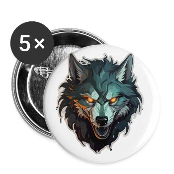 Wolf - Illustration - Buttons groß 56 mm (5er Pack) - Weiß - Vorne
