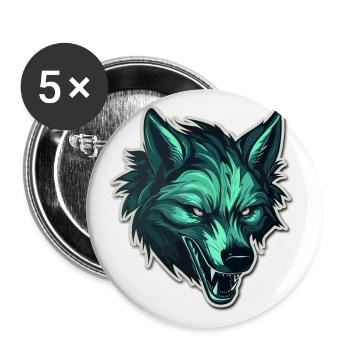 Wolf - Illustration - Buttons groß 56 mm (5er Pack) - Weiß - Vorne