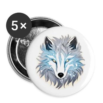 Wolf - Illustration - Buttons groß 56 mm (5er Pack) - Weiß - Vorne