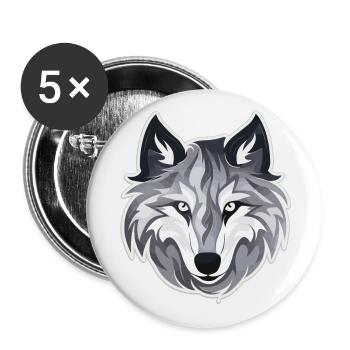 Wolf - Illustration - Buttons groß 56 mm (5er Pack) - Weiß - Vorne