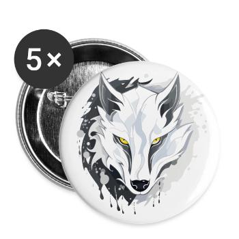 Wolf - Illustration - Buttons large 2.2''/56 mm (5-pack) - white - Front