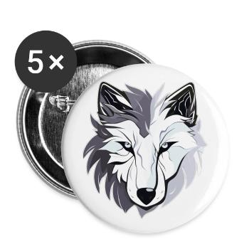 Wolf - Illustration - Buttons groß 56 mm (5er Pack) - Weiß - Vorne