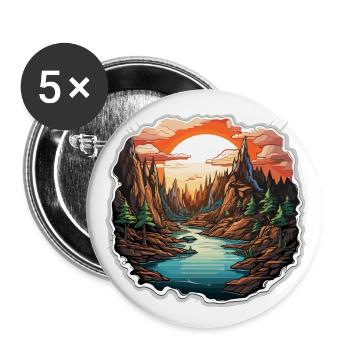 Landschaft - Illustration - Buttons groß 56 mm (5er Pack) - Weiß - Vorne
