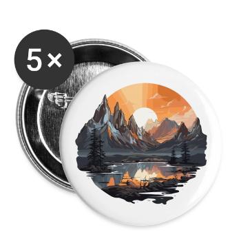 Paysage - Illustration - Lot de 5 grands badges (56 mm) - blanc - Devant