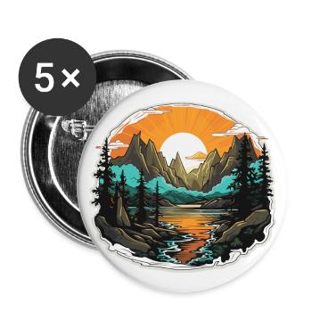 Landschaft - Illustration - Buttons groß 56 mm (5er Pack) - Weiß - Vorne