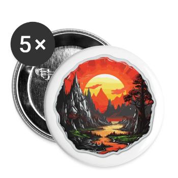 Landschaft - Illustration - Buttons groß 56 mm (5er Pack) - Weiß - Vorne