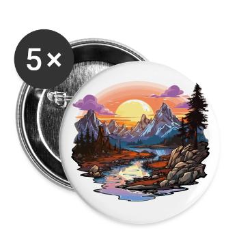 Paysage - Illustration - Lot de 5 grands badges (56 mm) - blanc - Devant