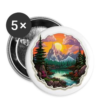 Landschaft - Illustration - Buttons groß 56 mm (5er Pack) - Weiß - Vorne
