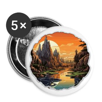 Paysage - Illustration - Lot de 5 grands badges (56 mm) - blanc - Devant