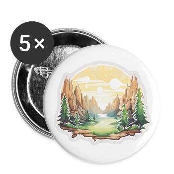 Landscape - Illustration - Buttons large 2.2''/56 mm (5-pack) - white - Front