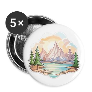 Landscape - Illustration - Buttons large 2.2''/56 mm (5-pack) - white - Front