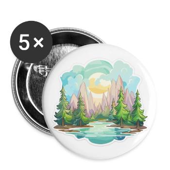 Paysage - Illustration - Lot de 5 grands badges (56 mm) - blanc - Devant