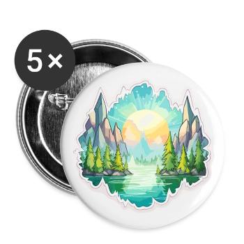 Paysage - Illustration - Lot de 5 grands badges (56 mm) - blanc - Devant