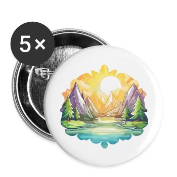 Landscape - Illustration - Buttons large 2.2''/56 mm (5-pack) - white - Front