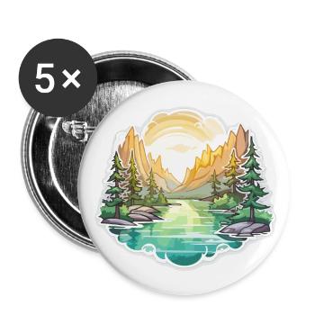 Paysage - Illustration - Lot de 5 grands badges (56 mm) - blanc - Devant