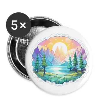 Landschaft - Illustration - Buttons groß 56 mm (5er Pack) - Weiß - Vorne