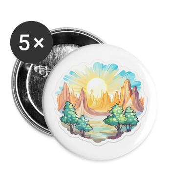 Landscape - Illustration - Buttons large 2.2''/56 mm (5-pack) - white - Front