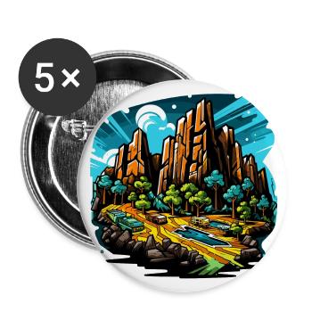 Landscape - Illustration - Buttons large 2.2''/56 mm (5-pack) - white - Front