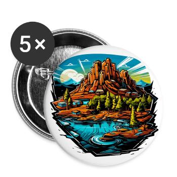 Landschaft - Illustration - Buttons groß 56 mm (5er Pack) - Weiß - Vorne