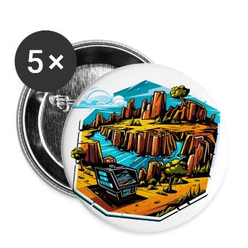 Paysage - Illustration - Lot de 5 grands badges (56 mm) - blanc - Devant