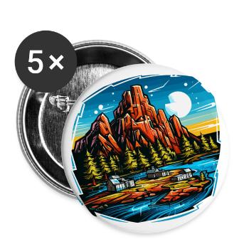 Landschaft - Illustration - Buttons groß 56 mm (5er Pack) - Weiß - Vorne