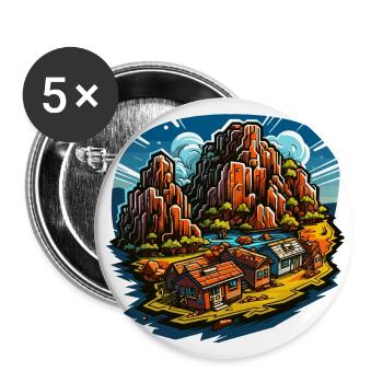 Paysage - Illustration - Lot de 5 grands badges (56 mm) - blanc - Devant