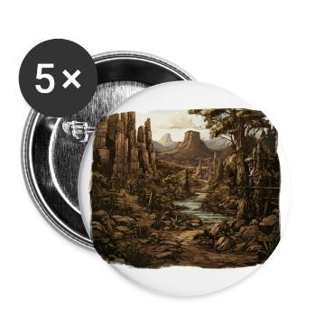 Landschaft - Illustration - Buttons groß 56 mm (5er Pack) - Weiß - Vorne