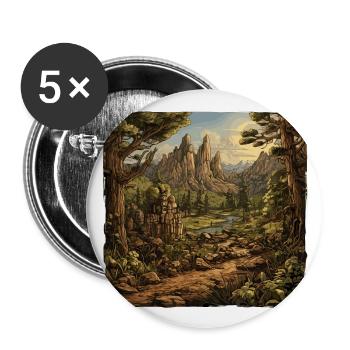 Landschaft - Illustration - Buttons groß 56 mm (5er Pack) - Weiß - Vorne