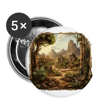 Landschaft - Illustration - Buttons groß 56 mm (5er Pack) - Weiß - Vorne