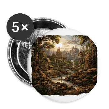 Landschaft - Illustration - Buttons groß 56 mm (5er Pack) - Weiß - Vorne