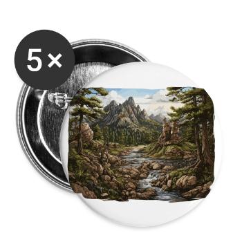 Landschaft - Illustration - Buttons groß 56 mm (5er Pack) - Weiß - Vorne