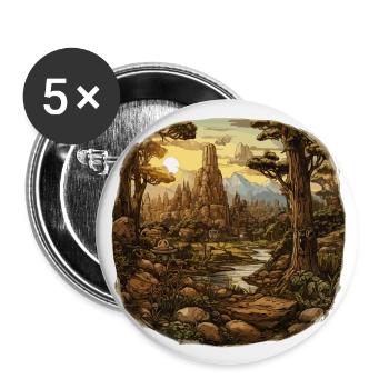 Paysage - Illustration - Lot de 5 grands badges (56 mm) - blanc - Devant