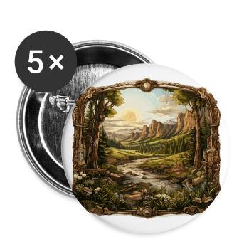 Landscape - Illustration - Buttons large 2.2''/56 mm (5-pack) - white - Front