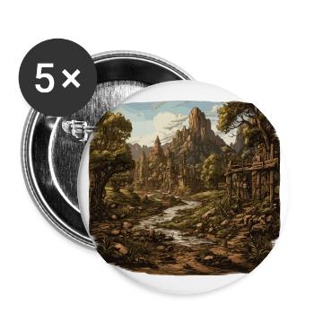 Landscape - Illustration - Buttons large 2.2''/56 mm (5-pack) - white - Front
