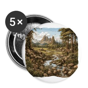 Landschaft - Illustration - Buttons groß 56 mm (5er Pack) - Weiß - Vorne