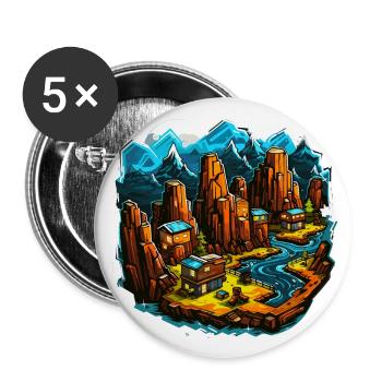 Landschaft - Illustration - Buttons groß 56 mm (5er Pack) - Weiß - Vorne