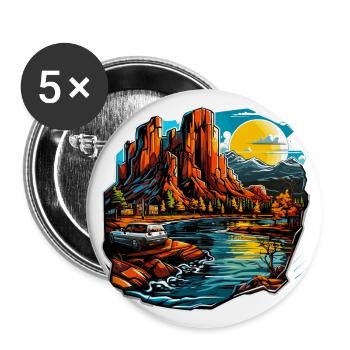 Landscape - Illustration - Buttons large 2.2''/56 mm (5-pack) - white - Front