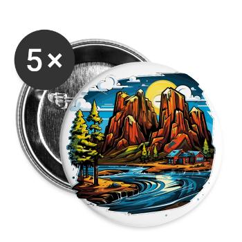 Landscape - Illustration - Buttons large 2.2''/56 mm (5-pack) - white - Front