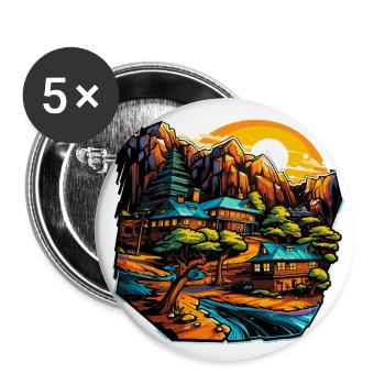 Landscape - Illustration - Buttons large 2.2''/56 mm (5-pack) - white - Front