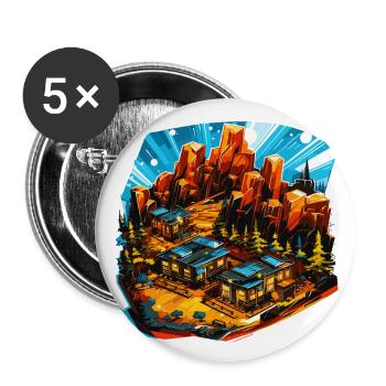Landscape - Illustration - Buttons large 2.2''/56 mm (5-pack) - white - Front