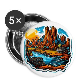 Landscape - Illustration - Buttons large 2.2''/56 mm (5-pack) - white - Front