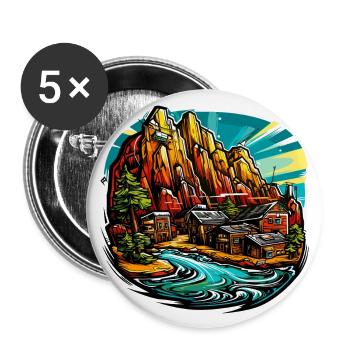 Landschaft - Illustration - Buttons groß 56 mm (5er Pack) - Weiß - Vorne