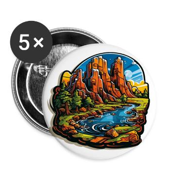 Landscape - Illustration - Buttons large 2.2''/56 mm (5-pack) - white - Front