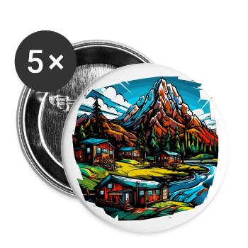 Paysage - Illustration - Lot de 5 grands badges (56 mm) - blanc - Devant