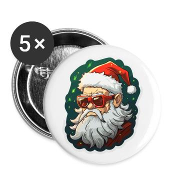 Weihnachtsmann - Illustration - Buttons groß 56 mm (5er Pack) - Weiß - Vorne