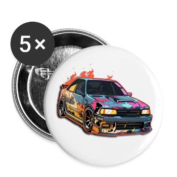 Car - Illustration - Buttons large 2.2''/56 mm (5-pack) - white - Front